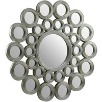 Product photograph of Marisa Multi Circular Design Wall Bedroom Mirror In Silver Frame from Furniture in Fashion