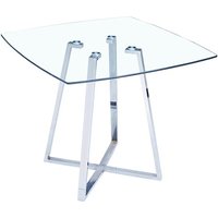 Product photograph of Melito Square Clear Glass Top Dining Table With Chrome Legs from Furniture in Fashion