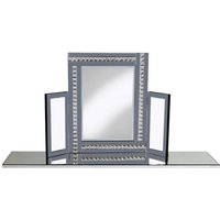 Product photograph of Elena Dressing Table Mirror In Silver With Smoke Crystals from Furniture in Fashion