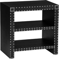Product photograph of Aurich Wooden Side Table With 2 Shelves In Black Leather Effect from Furniture in Fashion