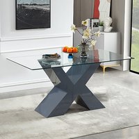 Product photograph of Zanti Clear Glass Dining Table With Grey High Gloss Base from Furniture in Fashion