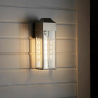 Product photograph of Aberdeen Clear Glass Outdoor Wall Light In Brushed Silver from Furniture in Fashion