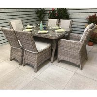 Product photograph of Aboba Glass Garden Dining Set With 2 Armchairs 4 Chairs In Grey from Furniture in Fashion
