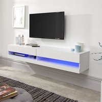 Product photograph of Goole Wall Mounted Large Tv Wall Unit In White Gloss With Led from Furniture in Fashion