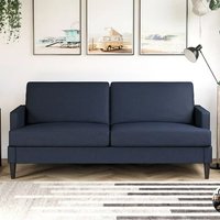 Product photograph of Accord Linen Fabric 3 Seater Sofa In Blue With Black Legs from Furniture in Fashion