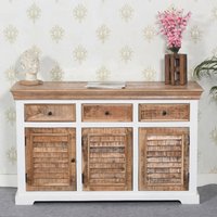 Product photograph of Accra Solid Mango Wood Sideboard With 3 Doors 3 Drawers In Oak from Furniture in Fashion