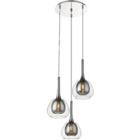 Product photograph of Adelina 3 Light Clear Smoked Glass Shade Pendant Light In Chrome from Furniture in Fashion