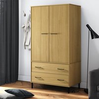 Product photograph of Adica Solid Wood Wardrobe 2 Doors In Brown With Metal Legs from Furniture in Fashion