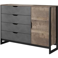 Product photograph of Adkins Wooden Sideboard With 1 Door 4 Drawers In Grande Oak from Furniture in Fashion