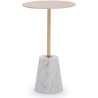 Product photograph of Aeolia Gold Metal Top Side Table With White Marble Effect Base from Furniture in Fashion