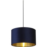 Product photograph of Afton Navy Velvet Shade Pendant Light With Gold Inner In Blue from Furniture in Fashion
