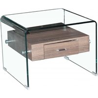 Product photograph of Afya Glass Lamp Table With 1 Drawer In Clear from Furniture in Fashion