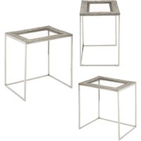 Product photograph of Akela Rectangular Glass Top Set Of 3 Side Tables In Silver from Furniture in Fashion