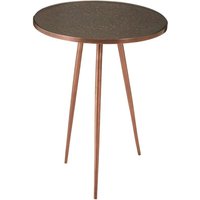 Product photograph of Akela Round Glass Top Side Table With Copper Metal Legs from Furniture in Fashion
