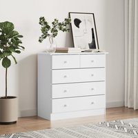 Product photograph of Akron Wooden Chest Of 5 Drawers In White from Furniture in Fashion