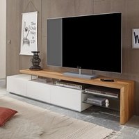 Product photograph of Alanis Wooden Tv Stand With Storage In Knotty Oak And Matt White from Furniture in Fashion
