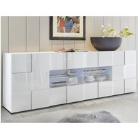 Product photograph of Aleta High Gloss Sideboard With 2 Doors 4 Drawers In White And Led from Furniture in Fashion
