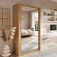 Product photograph of Aliso Wardrobe With 2 Mirror Sliding Doors In Shetland Oak from Furniture in Fashion