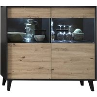 Product photograph of Aliso Wooden Display Cabinet Wide In Artisan Oak With Led from Furniture in Fashion