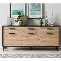 Product photograph of Aliso Wooden Sideboard With 3 Doors In Artisan Oak And Matt Black from Furniture in Fashion