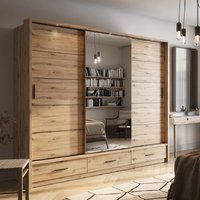 Product photograph of Allen Wooden Wardrobe 3 Sliding Doors In Artisan Oak With Led from Furniture in Fashion
