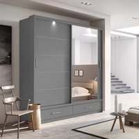 Product photograph of Allen Wardrobe With 2 Sliding Doors And Drawers In Matt Grey from Furniture in Fashion