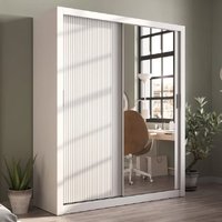 Product photograph of Allen Wooden Wardrobe With 2 Sliding Doors In White from Furniture in Fashion