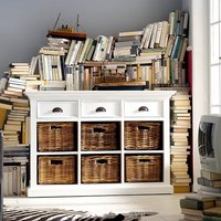 Product photograph of Allthorp Solid Wood Sideboard In White With 6 Baskets from Furniture in Fashion