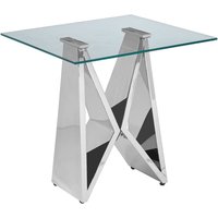 Product photograph of Alluras Clear Glass End Table With Silver Wing Metal Frame from Furniture in Fashion