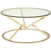Product photograph of Alluras Corseted Round Coffee Table In Champagne Gold from Furniture in Fashion