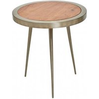 Product photograph of Almory Round Medium Wooden Coffee Table In Natural And Gold from Furniture in Fashion