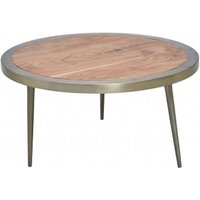 Product photograph of Almory Round Large Wooden Coffee Table In Natural And Gold from Furniture in Fashion