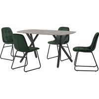 Product photograph of Alsip Dining Table In Concrete Effect With 4 Lyster Green Chair from Furniture in Fashion