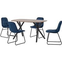 Product photograph of Alsip Dining Table In Medium Oak With 4 Lyster Blue Chairs from Furniture in Fashion