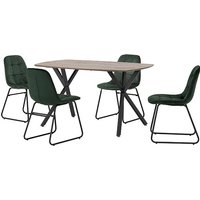 Product photograph of Alsip Dining Table In Medium Oak With 4 Lyster Green Chairs from Furniture in Fashion