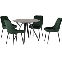 Product photograph of Alsip Round Concrete Dining Table With 4 Avah Green Chairs from Furniture in Fashion