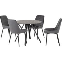Product photograph of Alsip Round Concrete Dining Table With 4 Avah Grey Chairs from Furniture in Fashion