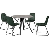 Product photograph of Alsip Round Concrete Dining Table With 4 Lyster Green Chairs from Furniture in Fashion