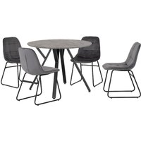 Product photograph of Alsip Round Concrete Dining Table With 4 Lyster Grey Chairs from Furniture in Fashion