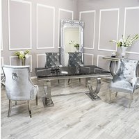 Product photograph of Alto Black Marble Dining Table With 8 Dessel Pewter Chairs from Furniture in Fashion