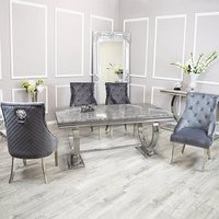 Product photograph of Alto Light Grey Marble Dining Table 8 Benton Dark Grey Chairs from Furniture in Fashion
