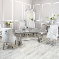 Product photograph of Alto Light Grey Marble Dining Table 8 Dessel Light Grey Chairs from Furniture in Fashion