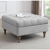 Product photograph of Altoona Fabric Foot Stool With Oak Legs In Light Grey from Furniture in Fashion