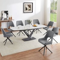 Product photograph of Amaari Sintered Stone Extending Dining Table With 8 Grey Chairs from Furniture in Fashion