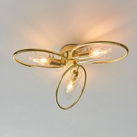 Product photograph of Amari Clear Glass Shade Semi Flush Light In Brass from Furniture in Fashion