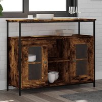 Product photograph of Ambon Wooden Sideboard With 2 Doors 1 Shelf In Smoked Oak from Furniture in Fashion