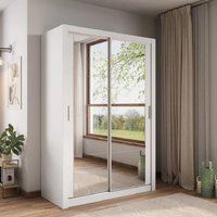 Product photograph of Ames Mirrored Wardrobe With 2 Sliding Doors In White from Furniture in Fashion