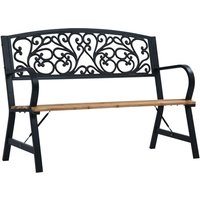 Product photograph of Amyra Wooden Garden Seating Bench With Steel Frame In Black from Furniture in Fashion