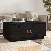 Product photograph of Anicet Pinewood Coffee Table With 2 Doors In Black from Furniture in Fashion