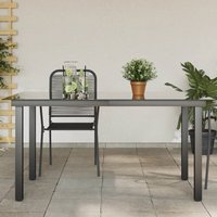 Product photograph of Ankeny Medium Glass Top Garden Dining Table In Black from Furniture in Fashion
